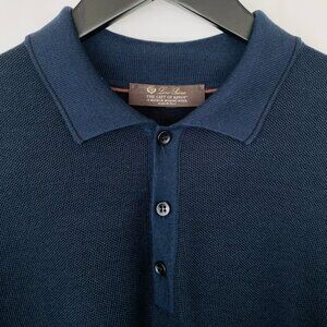 Loro Piana Blue The Gift Of Kings 12 Micron Wool Long-Sleeve Polo Shirt Size 54